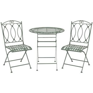 Charles Bentley Rustic Wrought Iron Outdoor Bistro Set - Sage Green Green Charles Bentley Rustic Wrought Iron Outdoor Bistro Set - Sage Green Green