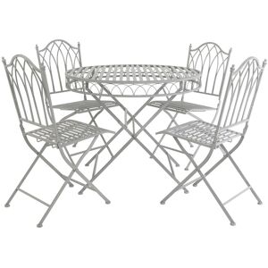Charles Bentley Rustic 5 Piece Wrought Iron Outdoor Bistro Set - Grey Grey Charles Bentley Rustic 5 Piece Wrought Iron Outdoor Bistro Set - Grey Grey
