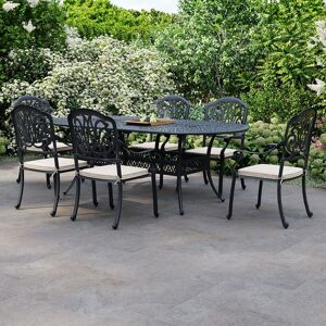 Charles Bentley Premium Furniture Cast Aluminium Outdoor Dining Set in Black Black Charles Bentley Premium Furniture Cast Aluminium Outdoor Dining Set in Black Black
