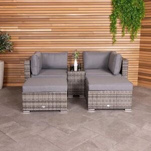 Charles Bentley Multifunctional Contemporary Rattan Lounge Set - Natural / Grey Grey Charles Bentley Multifunctional Contemporary Rattan Lounge Set - Natural / Grey Grey