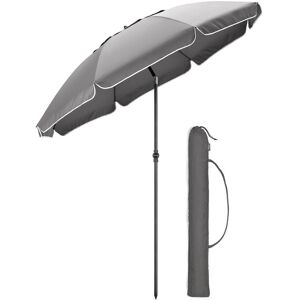Christow Portable Beach Parasol Tilting Garden Sunshade Umbrella UV Resistant 2m in Grey Grey Christow Portable Beach Parasol Tilting Garden Sunshade Umbrella UV Resistant 2m in Grey Grey