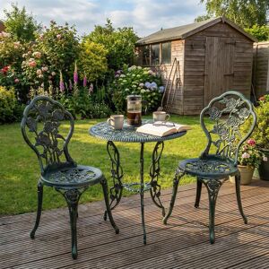 Home Source Bistro Set Outdoor Patio Garden Round Table & 2 Chairs Metal Frame in Bottle Green Bottle Green Home Source Bistro Set Outdoor Patio Garden Round Table & 2 Chairs Metal Frame in Bottle Green Bottle Green