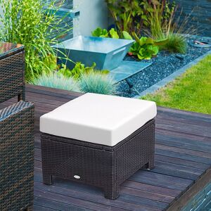 OUTSUNNY Rattan Footstool Wicker Ottoman w/ Padded Seat for Backyard Garden in Black Black OUTSUNNY Rattan Footstool Wicker Ottoman w/ Padded Seat for Backyard Garden in Black Black
