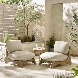 FurnitureboxUK Iko 2x Wood & Cream Chairs + Side Table Outdoor Set Cream FurnitureboxUK Iko 2x Wood & Cream Chairs + Side Table Outdoor Set Cream