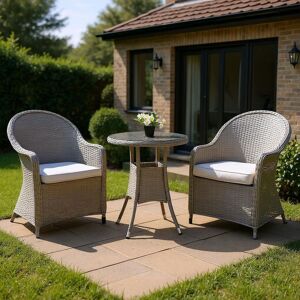 Shatchi Sorrento 3-Piece Rattan Bistro Aluminium 2-Seater Garden Dining Set with Table & Chairs in Natural Natural Shatchi Sorrento 3-Piece Rattan Bistro Aluminium 2-Seater Garden Dining Set with Table & Chairs in Natural Natural