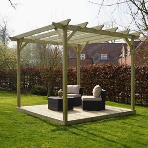 Rutland County Garden Furniture Ltd Garden Pergola & Decking Kit, Wood, L420 x W420 cm, Light Green Light Green Rutland County Garden Furniture Ltd Garden Pergola & Decking Kit, Wood, L420 x W420 cm, Light Green Light Green