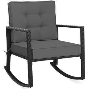 Costway Patio Wicker Rocking Chair Outdoor Rattan Rocker with Cushion Multicolor Costway Patio Wicker Rocking Chair Outdoor Rattan Rocker with Cushion Multicolor