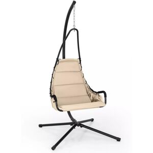 Costway Hanging Swing Chair W/ Heavy-Duty Metal Stand Hammock W/ Extra Large Padded Seat in Beige Beige Costway Hanging Swing Chair W/ Heavy-Duty Metal Stand Hammock W/ Extra Large Padded Seat in Beige Beige