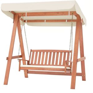 Costway Patio Wood Porch Swing Outdoor 2-Seat Swing Bench w/ Canopy & Cushions in Natural Natural Costway Patio Wood Porch Swing Outdoor 2-Seat Swing Bench w/ Canopy & Cushions in Natural Natural