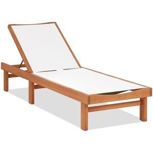 Costway Patio Fabric Chaise Lounge Chair Outdoor 5-Position Adjustable Recliner in White White Costway Patio Fabric Chaise Lounge Chair Outdoor 5-Position Adjustable Recliner in White White