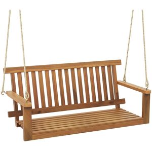 Costway Acacia Wood Porch Swing 2-Person Outdoor Patio Hanging Chair w/Backrest in Natural Natural Costway Acacia Wood Porch Swing 2-Person Outdoor Patio Hanging Chair w/Backrest in Natural Natural