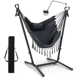 Costway Hammock Chair with Stand Height Adjustable Hanging Chair W/ Phone Holder & Pillow in Grey Grey Costway Hammock Chair with Stand Height Adjustable Hanging Chair W/ Phone Holder & Pillow in Grey Grey