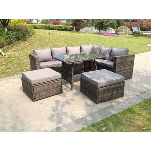 Fimous 8 Seater Grey Rattan Corner Sofa Set Dining Table 2 Big Footstool Garden Furniture Outdoor in Dark Grey Dark Grey Fimous 8 Seater Grey Rattan Corner Sofa Set Dining Table 2 Big Footstool Garden Furniture Outdoor in Dark Grey Dark Grey