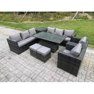 Fimous 10 Seater Outdoor Rattan Adjustable Tables - Outdoor Furniture Set Fimous 10 Seater Outdoor Rattan Adjustable Tables - Outdoor Furniture Set