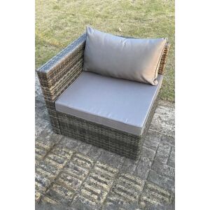 Fimous Outdoor Rattan Single Arm Corner Sofa Chair Garden Furniture With Seat & Back Cushion in Dark Grey Dark Grey Fimous Outdoor Rattan Single Arm Corner Sofa Chair Garden Furniture With Seat & Back Cushion in Dark Grey Dark Grey