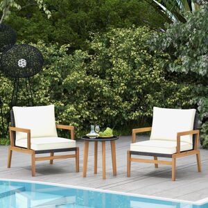 Costway 3 Piece Patio Conversation Set Wicker Chair & Side Table Set w/ Soft Cushions in White White Costway 3 Piece Patio Conversation Set Wicker Chair & Side Table Set w/ Soft Cushions in White White
