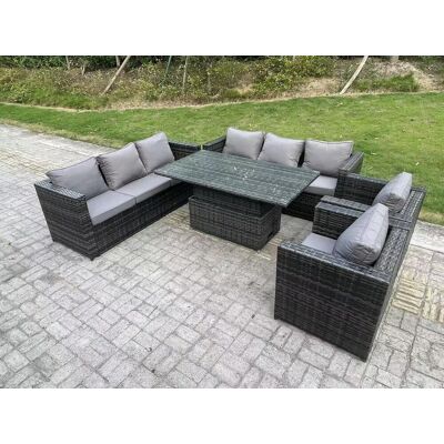 Fimous Outdoor Rattan Garden Furniture Height Adjustable Table Set Lounge Chairs - Garden Furniture Set Fimous Outdoor Rattan Garden Furniture Height Adjustable Table Set Lounge Chairs - Garden Furniture Set
