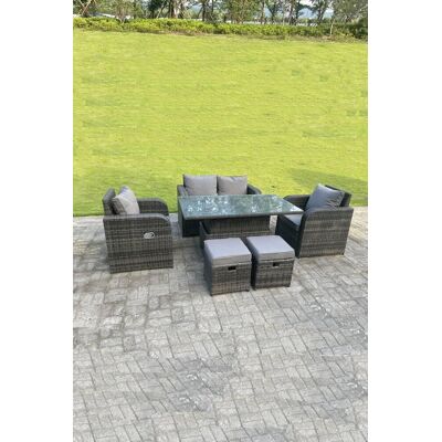 Fimous Outdoor Adjustable Rattan Dining Set - 6 Seater Fimous Outdoor Adjustable Rattan Dining Set - 6 Seater