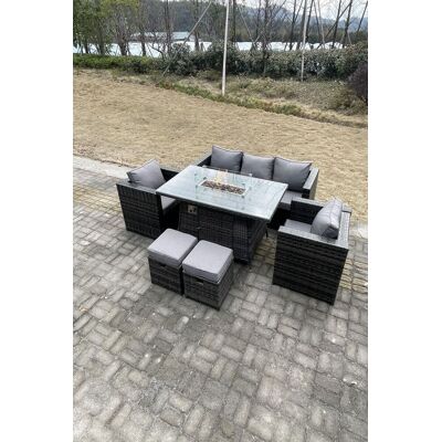 Fimous 7 Seater Gas Fire Pit Table - Outdoor Lounge Set Fimous 7 Seater Gas Fire Pit Table - Outdoor Lounge Set