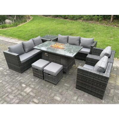 Fimous Outdoor Rattan 10 Seater Gas Fire Pit Lounge Set - Outdoor Furniture Fimous Outdoor Rattan 10 Seater Gas Fire Pit Lounge Set - Outdoor Furniture