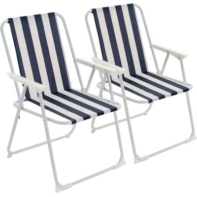 Harbour Housewares - 2pk - Blue Stripe - Chair Harbour Housewares - 2pk - Blue Stripe - Chair