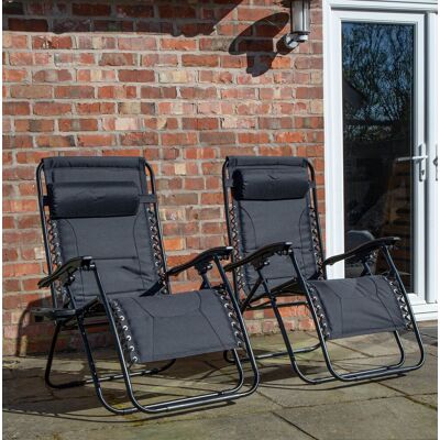 Samuel Alexander Set of 2 Luxury Padded Multi Position Zero Gravity Garden Relaxer Chair Lounger Samuel Alexander Set of 2 Luxury Padded Multi Position Zero Gravity Garden Relaxer Chair Lounger