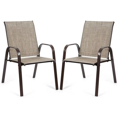 Costway Set of 2 Patio Chairs Portable High Back Garden Camping Dining Chairs with Armrest in Grey Grey Costway Set of 2 Patio Chairs Portable High Back Garden Camping Dining Chairs with Armrest in Grey Grey