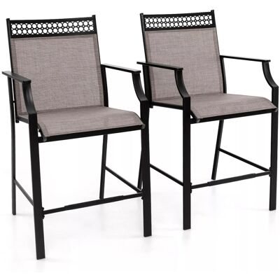 Costway Outdoor Patio Chair Set of 2 Home Patio Counter Height Chairs w/Footrest in Brown Brown Costway Outdoor Patio Chair Set of 2 Home Patio Counter Height Chairs w/Footrest in Brown Brown