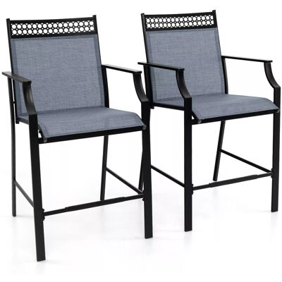 Costway Outdoor Patio Chair Set of 2 Home Patio Counter Height Chairs w/Footrest in Blue Blue Costway Outdoor Patio Chair Set of 2 Home Patio Counter Height Chairs w/Footrest in Blue Blue