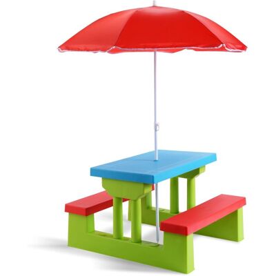 Costway Kids Picnic Table Set Indoor & Outdoor Picnic Table & Benches in Red Red Costway Kids Picnic Table Set Indoor & Outdoor Picnic Table & Benches in Red Red