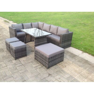 Fimous Dark Grey Corner Sofa Set - Outdoor Garden Furniture Fimous Dark Grey Corner Sofa Set - Outdoor Garden Furniture