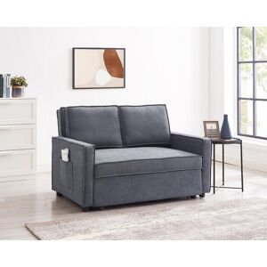 Home Detail Hugo 2 Seater Sofa Bed Pull Out Linen Fabric, Dark Grey