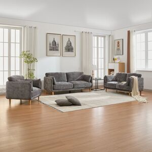 FURNITURE ONE Velvet Upholstered Sofa Set, Sectional Couch Suite-1+2+3 Set in Grey Size: 1 Pack Grey 1 Pack FURNITURE ONE Velvet Upholstered Sofa Set, Sectional Couch Suite-1+2+3 Set in Grey Size: 1 Pack Grey 1 Pack