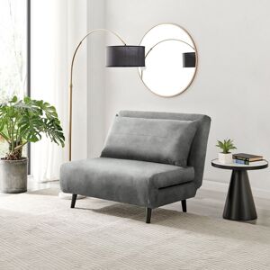 FurnitureboxUK Bobby Compact Futon Inspired Sofa Bed Upholstered In Soft Velvet in Grey Size: Small Grey Small FurnitureboxUK Bobby Compact Futon Inspired Sofa Bed Upholstered In Soft Velvet in Grey Size: Small Grey Small