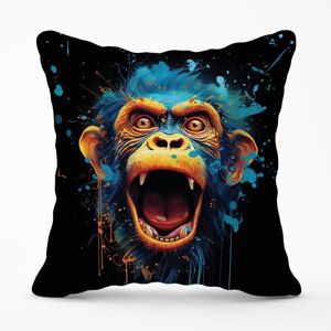 Warren Reed - Designer Crazy Monkey face Splashart Outdoor Cushion in Blue Size: 45 cm x 45 cm Blue 45 cm x 45 cm Warren Reed - Designer Crazy Monkey face Splashart Outdoor Cushion in Blue Size: 45 cm x 45 cm Blue 45 cm x 45 cm