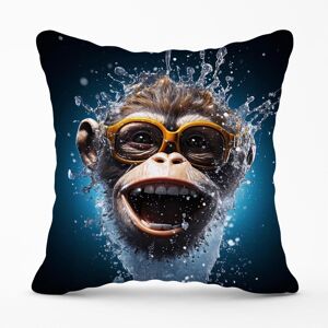 Warren Reed - Designer Splashart Cheeky Chimp Face With Glasses Outdoor Cushion in Blue Size: 45 cm x 45 cm Blue 45 cm x 45 cm Warren Reed - Designer Splashart Cheeky Chimp Face With Glasses Outdoor Cushion in Blue Size: 45 cm x 45 cm Blue 45 cm x 45 cm