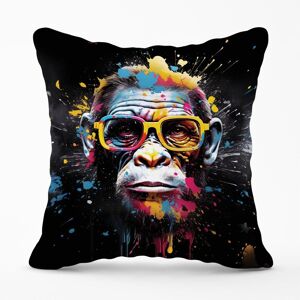 Warren Reed - Designer Coloured Splashart Monkey Face with Glasses Outdoor Cushion in Blue Size: 45 cm x 45 cm Blue 45 cm x 45 cm Warren Reed - Designer Coloured Splashart Monkey Face with Glasses Outdoor Cushion in Blue Size: 45 cm x 45 cm Blue 45 cm x 45 cm