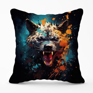 Warren Reed - Designer Splashart Angry Hyena Face Outdoor Cushion in Blue Size: 45 cm x 45 cm Blue 45 cm x 45 cm Warren Reed - Designer Splashart Angry Hyena Face Outdoor Cushion in Blue Size: 45 cm x 45 cm Blue 45 cm x 45 cm