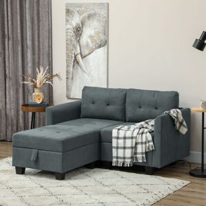 HOMCOM Modular Sectional Sofa with Storage, 2 Seater Sofa Set, Dark Grey Dark Grey HOMCOM Modular Sectional Sofa with Storage, 2 Seater Sofa Set, Dark Grey Dark Grey