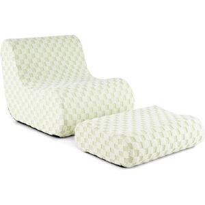 Costway Accent Bean Bag Chair w/ Ottoman Lazy Sofa Chair Set w/ Washable Cover in Beige Beige Costway Accent Bean Bag Chair w/ Ottoman Lazy Sofa Chair Set w/ Washable Cover in Beige Beige