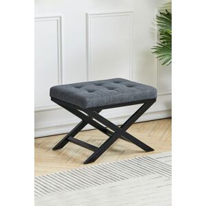 Living and Home Black Linen Breckin Dressing Footstool in Grey Grey Living and Home Black Linen Breckin Dressing Footstool in Grey Grey