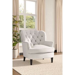Living and Home Linen Upholstered Armchair with Wooden Legs in Beige Beige Living and Home Linen Upholstered Armchair with Wooden Legs in Beige Beige