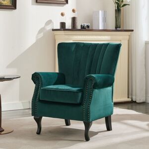 FURNITURE ONE High Back Modern Tub Chair Mid-Century Velvet Accent Chair Sofa w Soft Padded in Green Size: 1 Seater Green 1 Seater FURNITURE ONE High Back Modern Tub Chair Mid-Century Velvet Accent Chair Sofa w Soft Padded in Green Size: 1 Seater Green 1 Seater