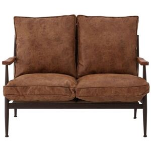 Orsina Compact 2 Seater Sofa With Durable Metal Frame, Rustic Black Finish Two-Seater Couch, Settee Seat For Patio in Brown Brown Orsina Compact 2 Seater Sofa With Durable Metal Frame, Rustic Black Finish Two-Seater Couch, Settee Seat For Patio in Brown Brown