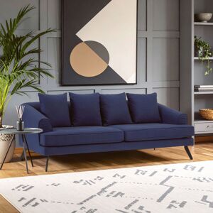 Orsina Comfortable 3 Seater Navy Fabric Sofa, Stylish Mid Century Sofa For Bedroom, Functional 3 Seater Sofa in Blue Blue Orsina Comfortable 3 Seater Navy Fabric Sofa, Stylish Mid Century Sofa For Bedroom, Functional 3 Seater Sofa in Blue Blue