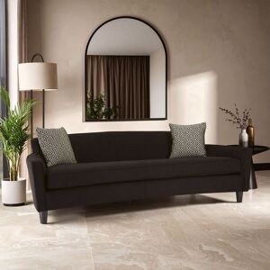 Orsina Sturdy Black Dimity Fabric 3 Seat Sofa, Stylish Mid Century Sofa For Bedroom, Comfortable 3 Seater Sofa Black Orsina Sturdy Black Dimity Fabric 3 Seat Sofa, Stylish Mid Century Sofa For Bedroom, Comfortable 3 Seater Sofa Black