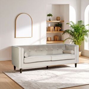 Premier Housewares Interiors By Premier Velvet Uphoplstered 3 Seat Velvet Sofa, Durable Three Seater Sofa, Versatile Button Tufted Sofa in Brown Brown Premier Housewares Interiors By Premier Velvet Uphoplstered 3 Seat Velvet Sofa, Durable Three Seater Sofa, Versatile Button Tufted Sofa in Brown Brown