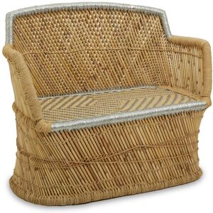 Orsina Refined Two Seater Natural & Black Sofa, Velvet Upholstered Mid Century Sofa, Elegant Contemporary Sofa Natural Orsina Refined Two Seater Natural & Black Sofa, Velvet Upholstered Mid Century Sofa, Elegant Contemporary Sofa Natural