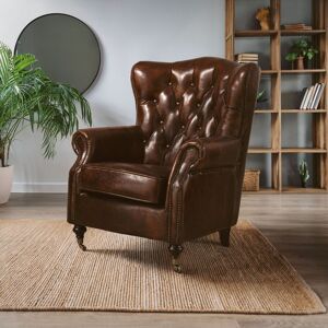 Orsina Brown Leather Scroll Armchair, Lounge Chair With Quilted Backrest, Walnut Wooden Chair With Stud Details Brown Orsina Brown Leather Scroll Armchair, Lounge Chair With Quilted Backrest, Walnut Wooden Chair With Stud Details Brown