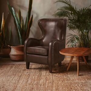 Orsina Dark Coffee Leather Armchair, Accent Chair, Leather Upholstered Lounge Chair, Wingback Ocassional Chair in Brown Brown Orsina Dark Coffee Leather Armchair, Accent Chair, Leather Upholstered Lounge Chair, Wingback Ocassional Chair in Brown Brown